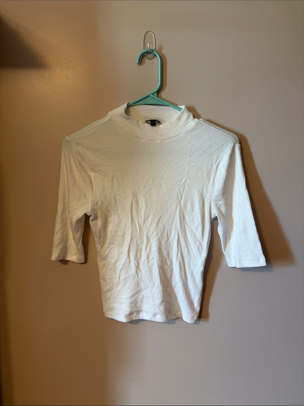 Express White Mock Neck Fitted Top